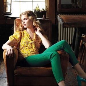 Anthro Girls from Savoy Lemon Liftoff Bow Blouse, size 10